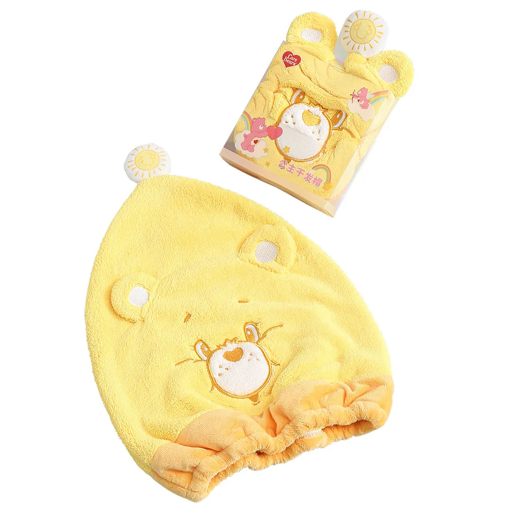 Love Bear Coral Fleece Hair Drying Wrap – Super Absorbent Quick-Dry Bath Turban, Extra Thick Soft Towel Cap for Women and Kids, Fast-Drying Head Wrap for After-Shower Use, Cute Cartoon Drying Towel for Home and Travel
